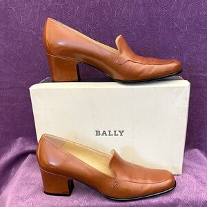 Bally Women's Hazelnut Brown Leather Ninna Block Slip Ons